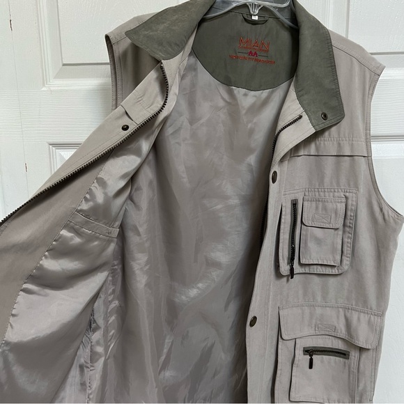 MIAN Utility Vest Mens Khaki Size 2X Pockets Full Zip - Picture 6 of 13